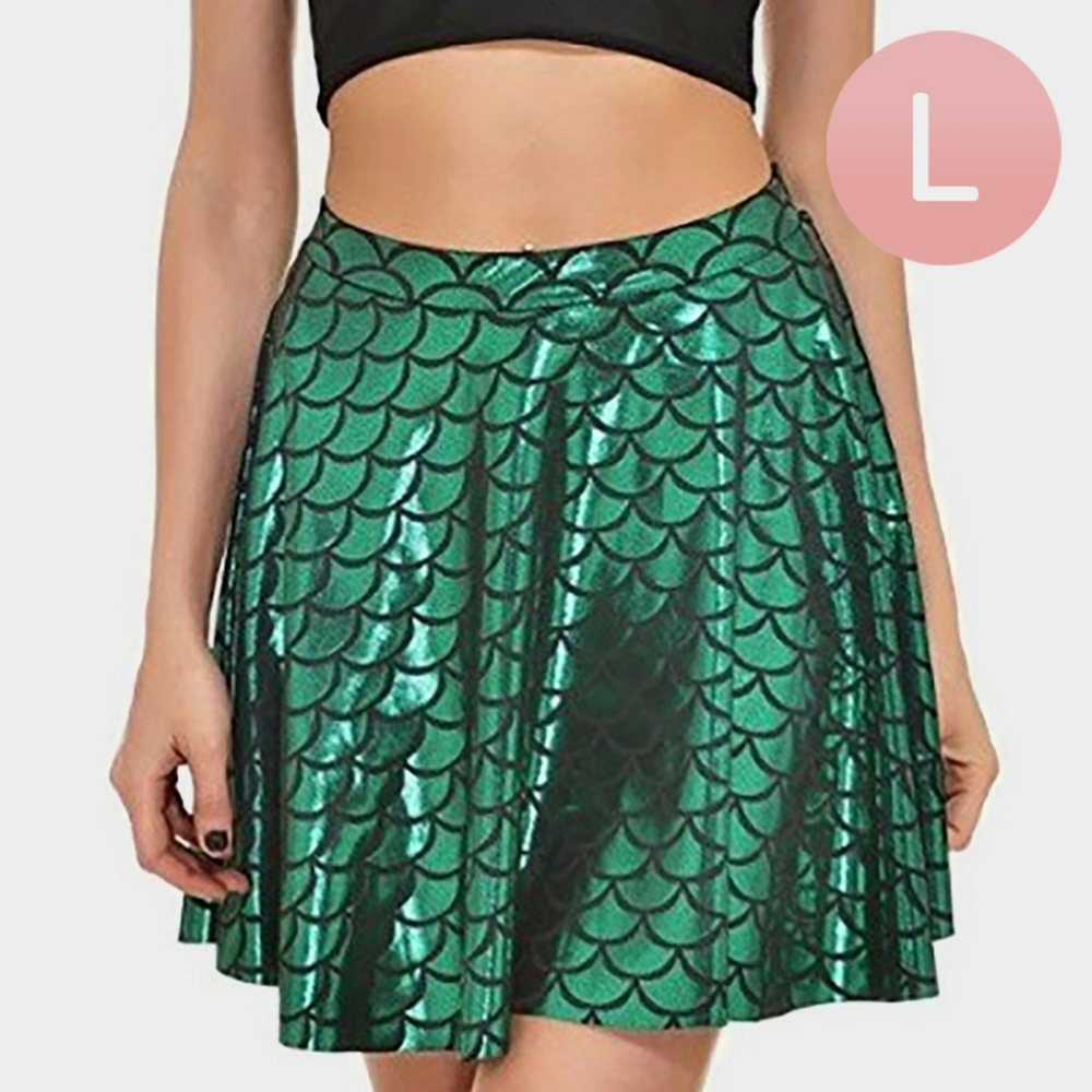 Green Mermaid Tail Fish Scale Style Skater Skirt L